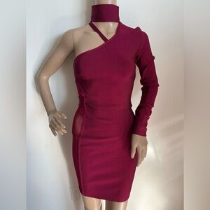 Elegant Burgundy One-Shoulder Dress